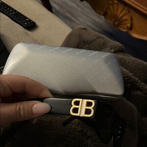 Balenciaga Black Sunglasses with Gold Accent